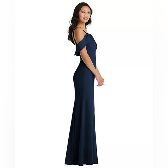 AFTER SIX [14] Off-the-Shoulder Draped  Cuff Maxi Dress with Front Slit - Picture 3 of 3